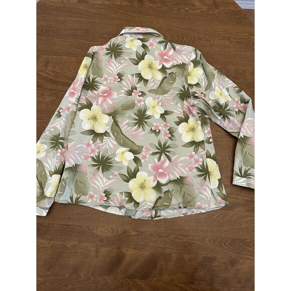 Pendleton Cardigan Women's 8 Floral Grandma Core Silk Blend Button Up Tropical - Picture 2 of 10